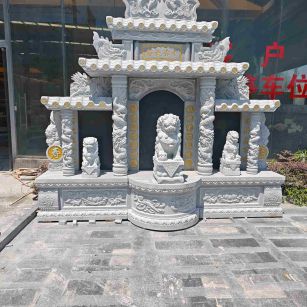 镇江芝麻白中国黑石材套墓 花岗岩墓碑